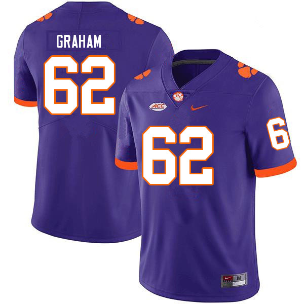 Men #62 Connor Graham Clemson Tigers College Football Jerseys Sale-Purple - Click Image to Close